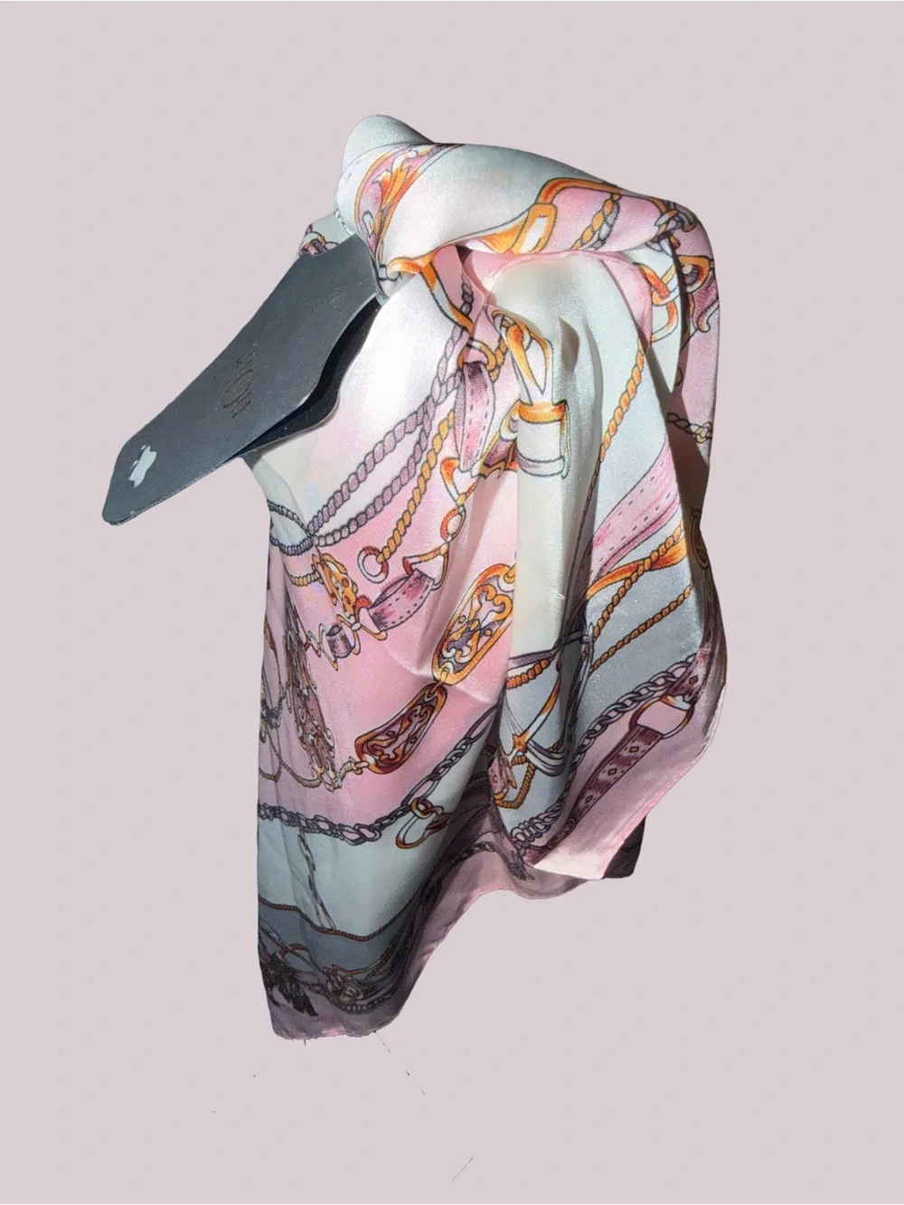 nOir Jewelry Pink & Gold Chain-Print Women's Scarf/Hair Scarf
